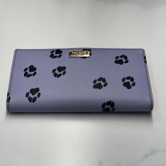 Kate Spade Stacy Bifold Paw Prints Wallet in RARE Lavender - Picture 3 of 12